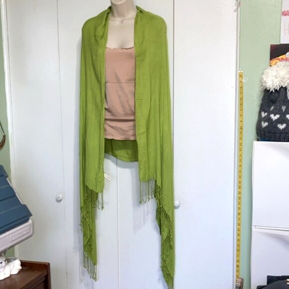 Pashmina Scarf Wrap Shawl Coverup by BIJOUX TERNER Bright Green 72 x 32 inches - Picture 5 of 14